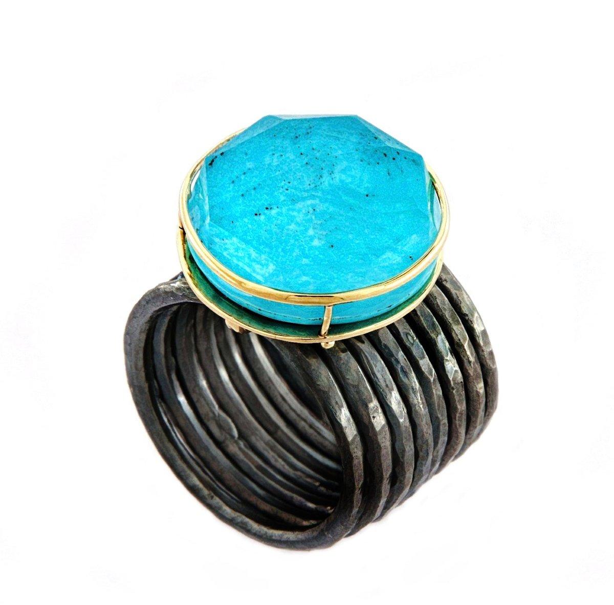 Turquoise Doublet Silver Ring