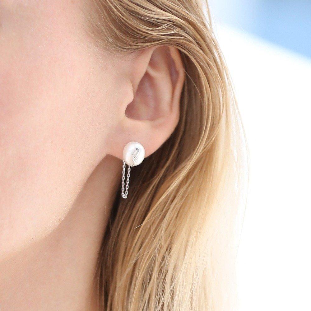 Pearl Chain Stud Earrings