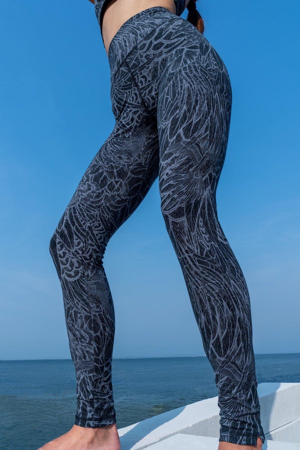 Feather Leggings - Black Grey