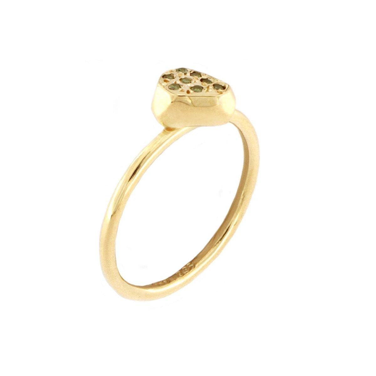Green Diamond Flat Facet Ring