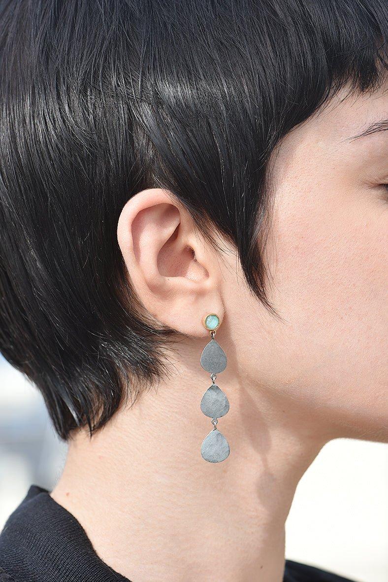 Silver Leaf Amazonite Earrings