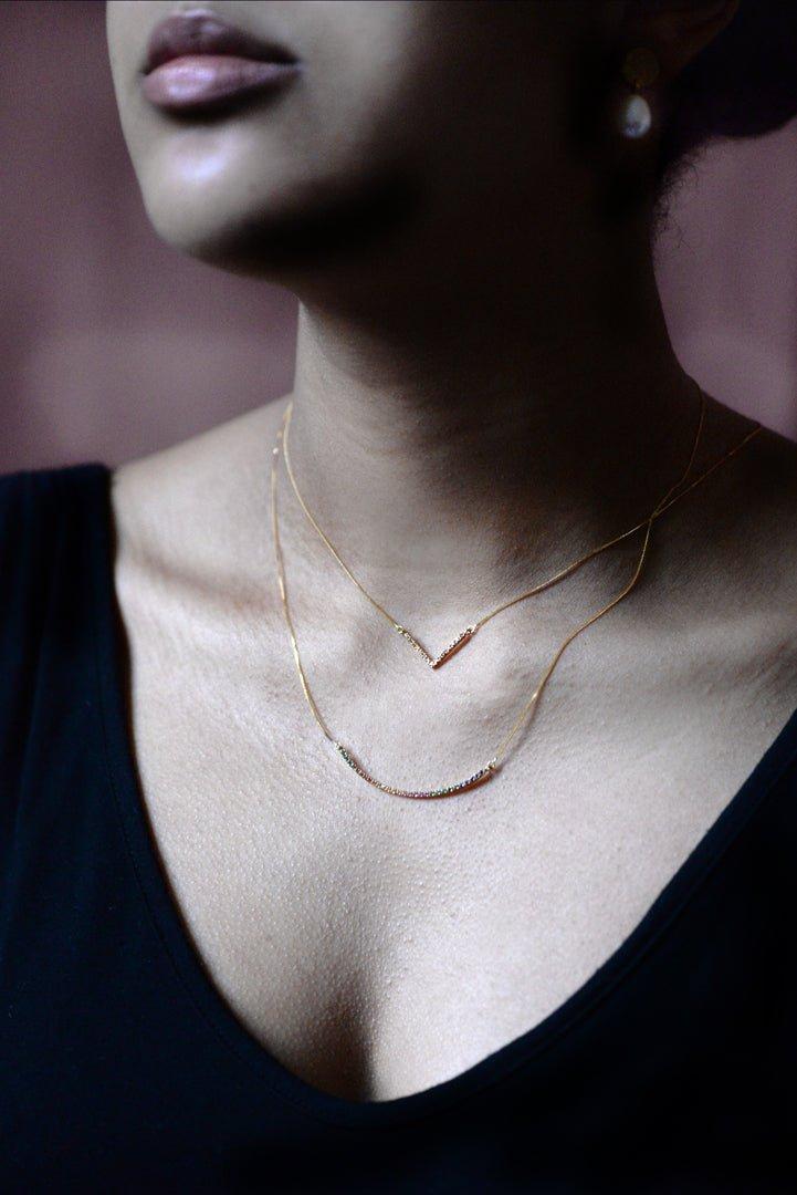 Multicolor Sapphire Curve Necklace