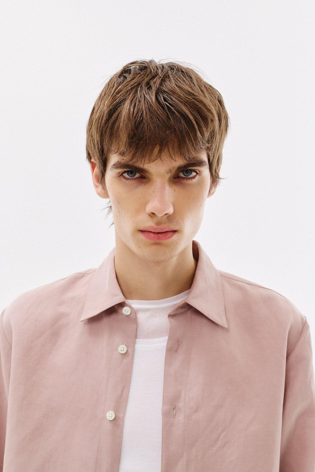 Classic Shirt Silk-Linen Blend, Dusty-Pink