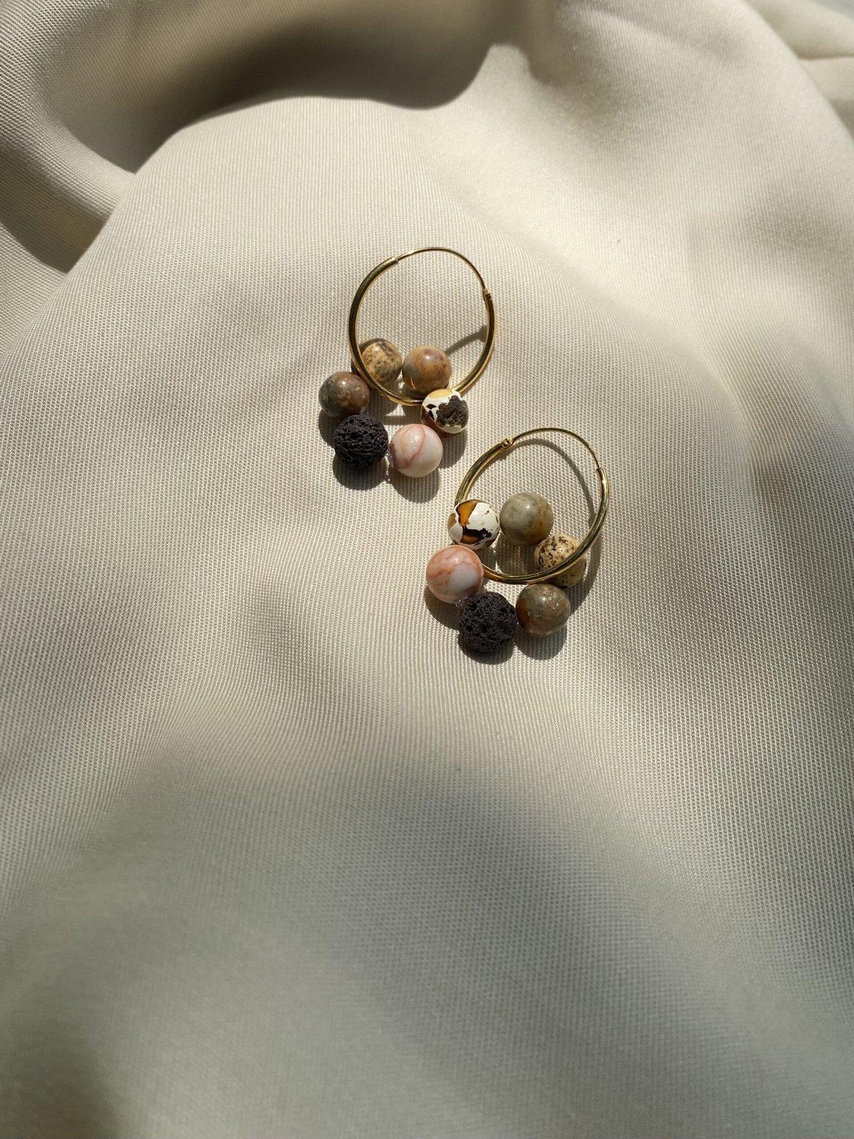 Cosmic Stone Hoop Earrings