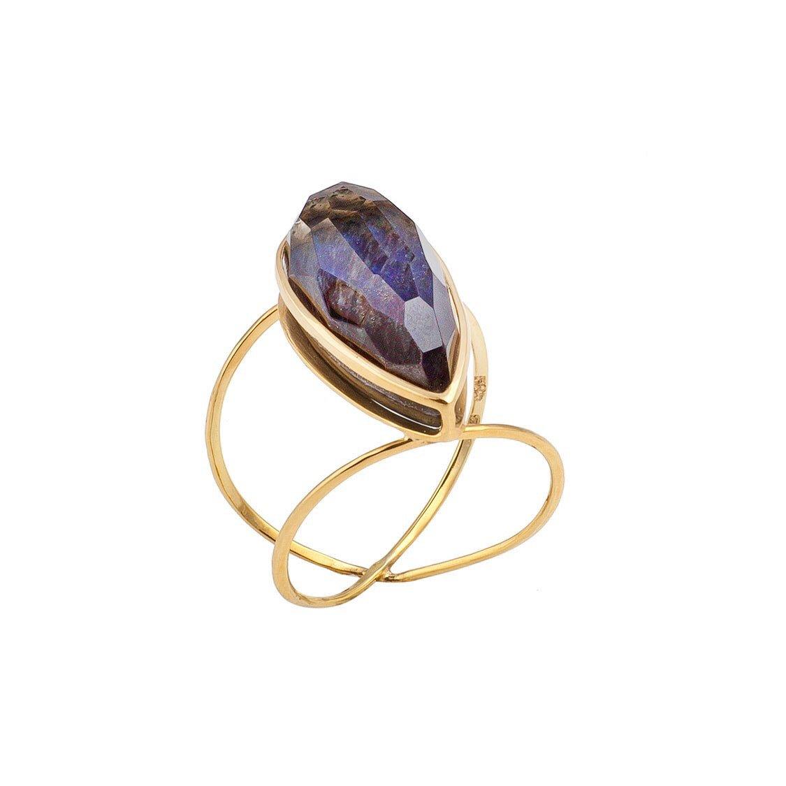 Golden Spectrolite Infinity Ring