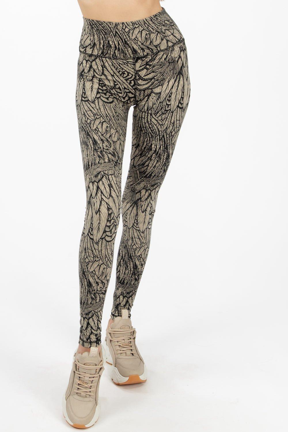 Feather Leggings - Cream Black