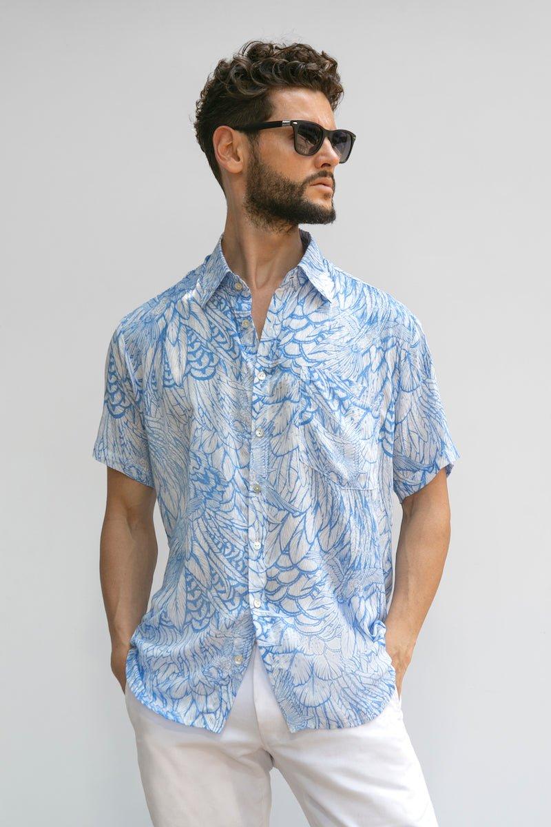 Men Shirt - Feather - Blue