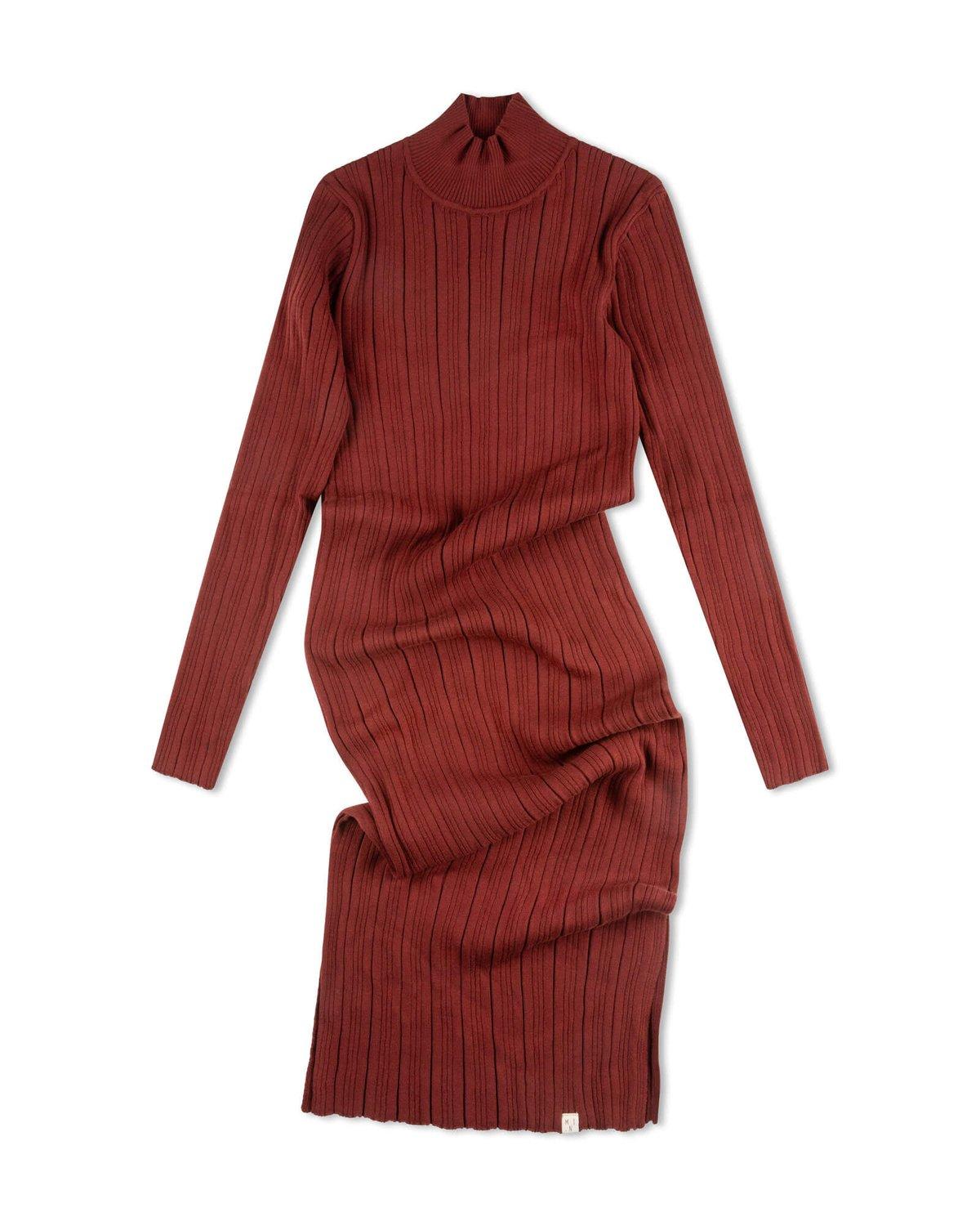 Ribbed Dress Maroon