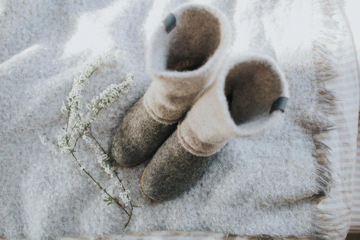 Grey & Beige Wool Shoes Neffi
