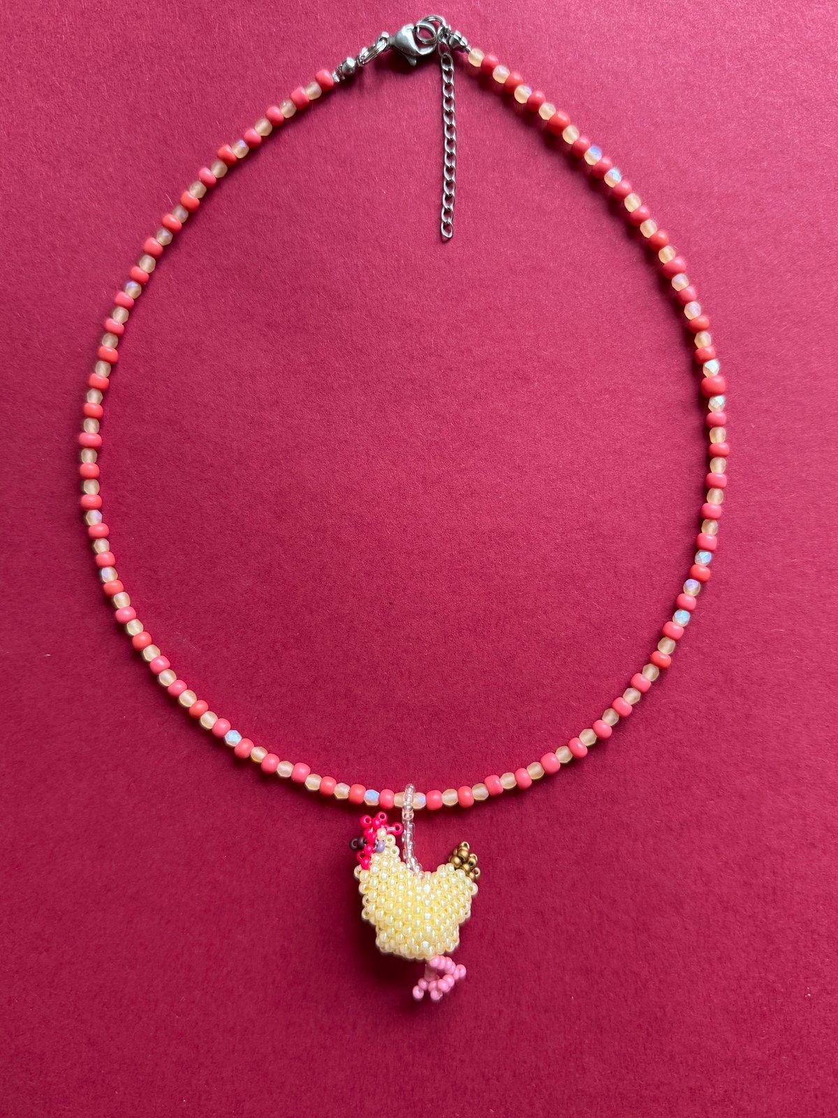 Beaded Necklace With A Hen