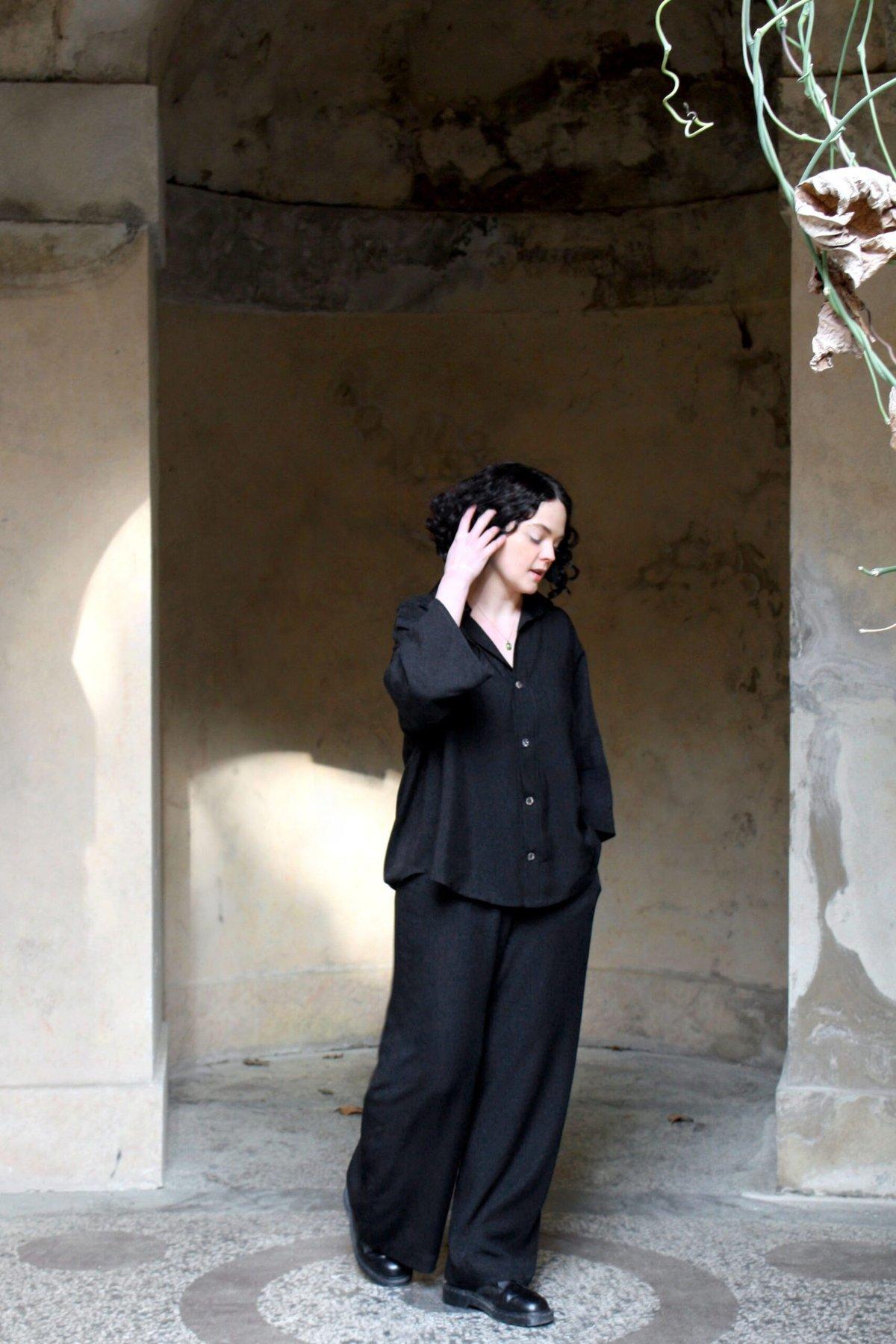 Oversized Black Tencel Blouse
