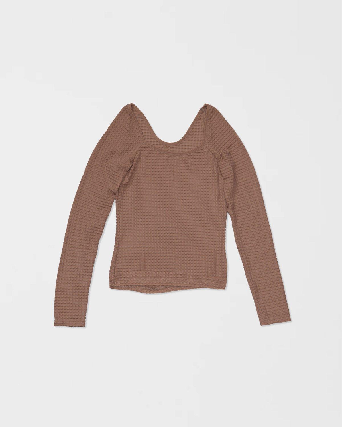 Waffle Boat Neck Long Sleeve