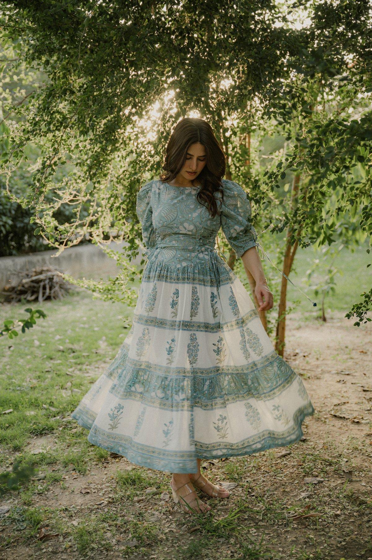 Delia Block Print Cotton Maxi