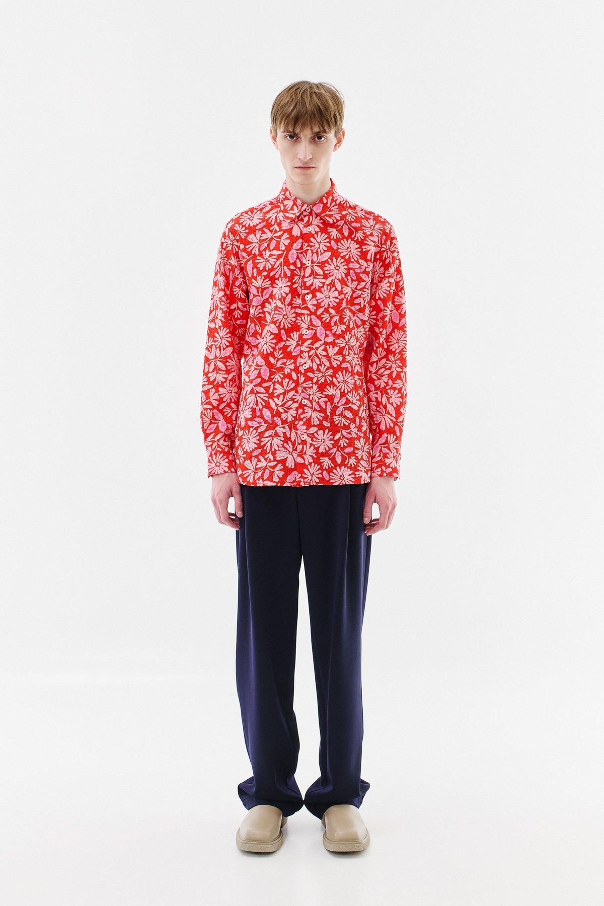 Classic Cotton Floral Shirt - Red