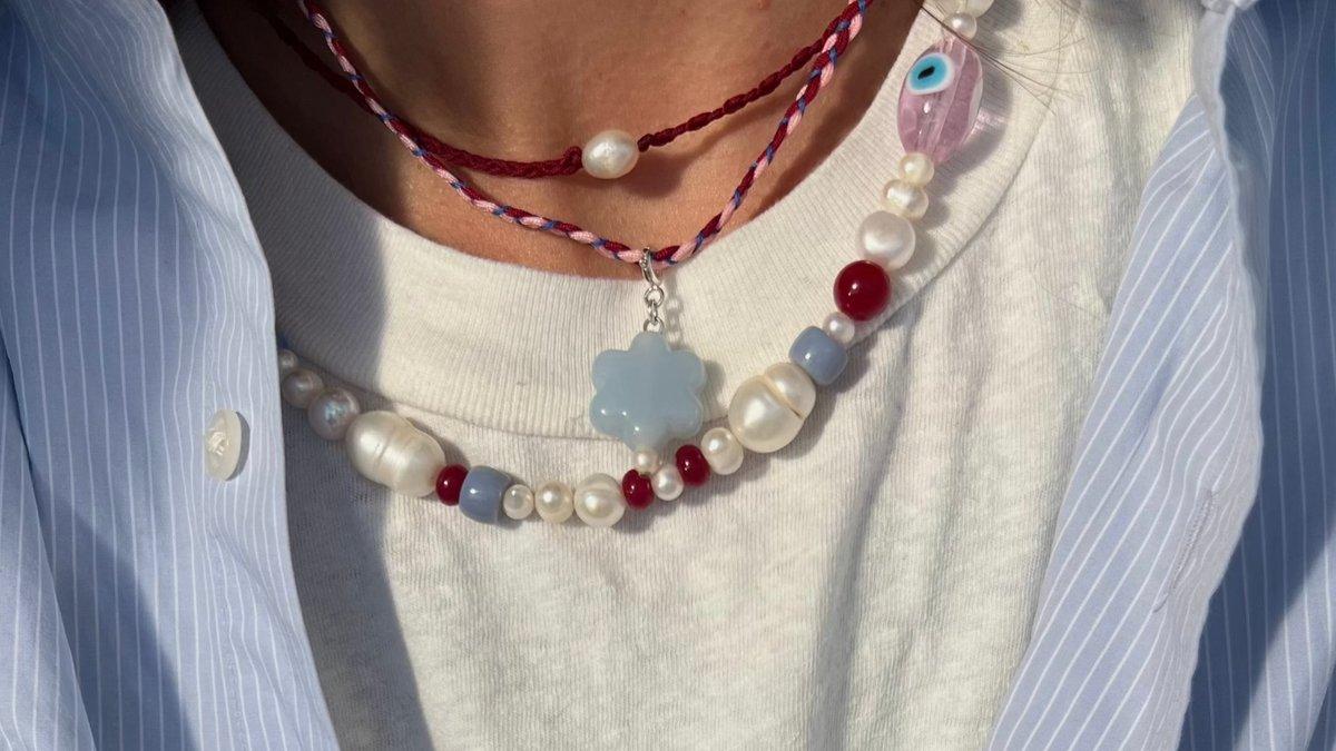 Blanco Pearl Necklace - Burgundy