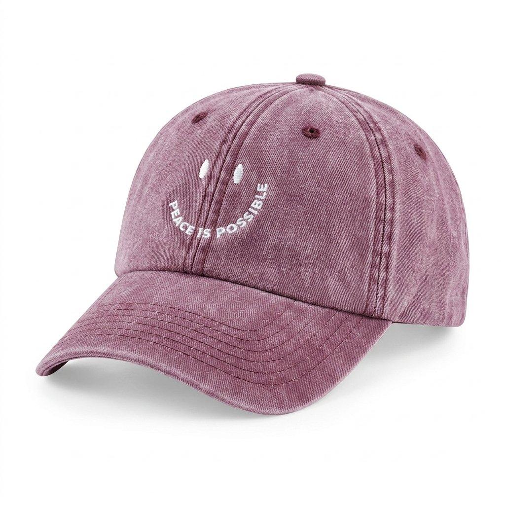 Smiling Peace Embroidered Cap