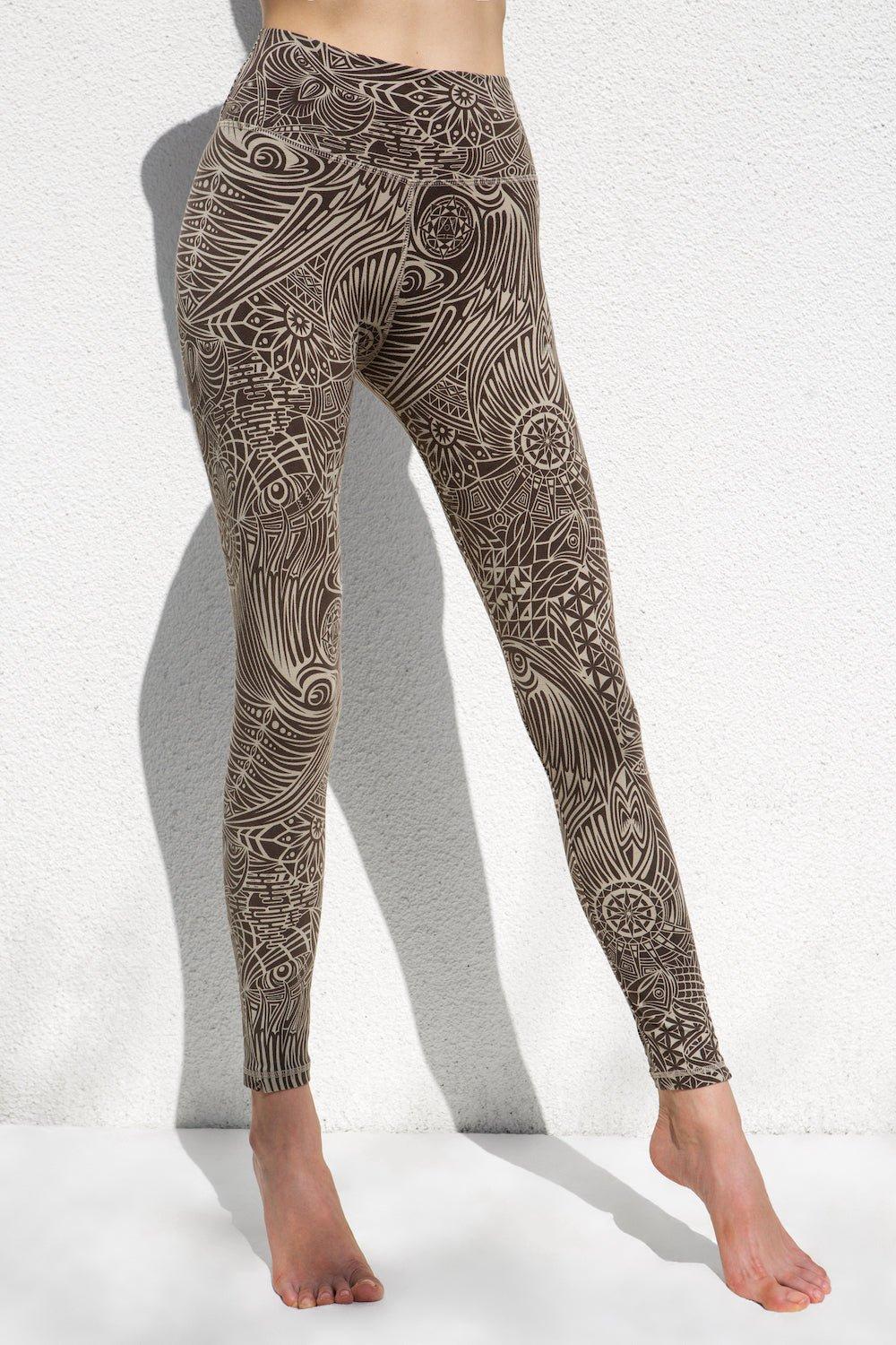 Tribal Leggings - Cream Brown
